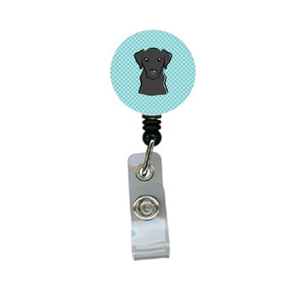 Carolines Treasures Checkerboard Blue Black Labrador Retractable Badge Reel BB1173BR